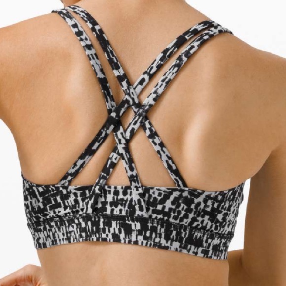 Lululemon Energy Bra Medium Support Size 14 in Urban Block Ice Grey Black - Picture 2 of 10